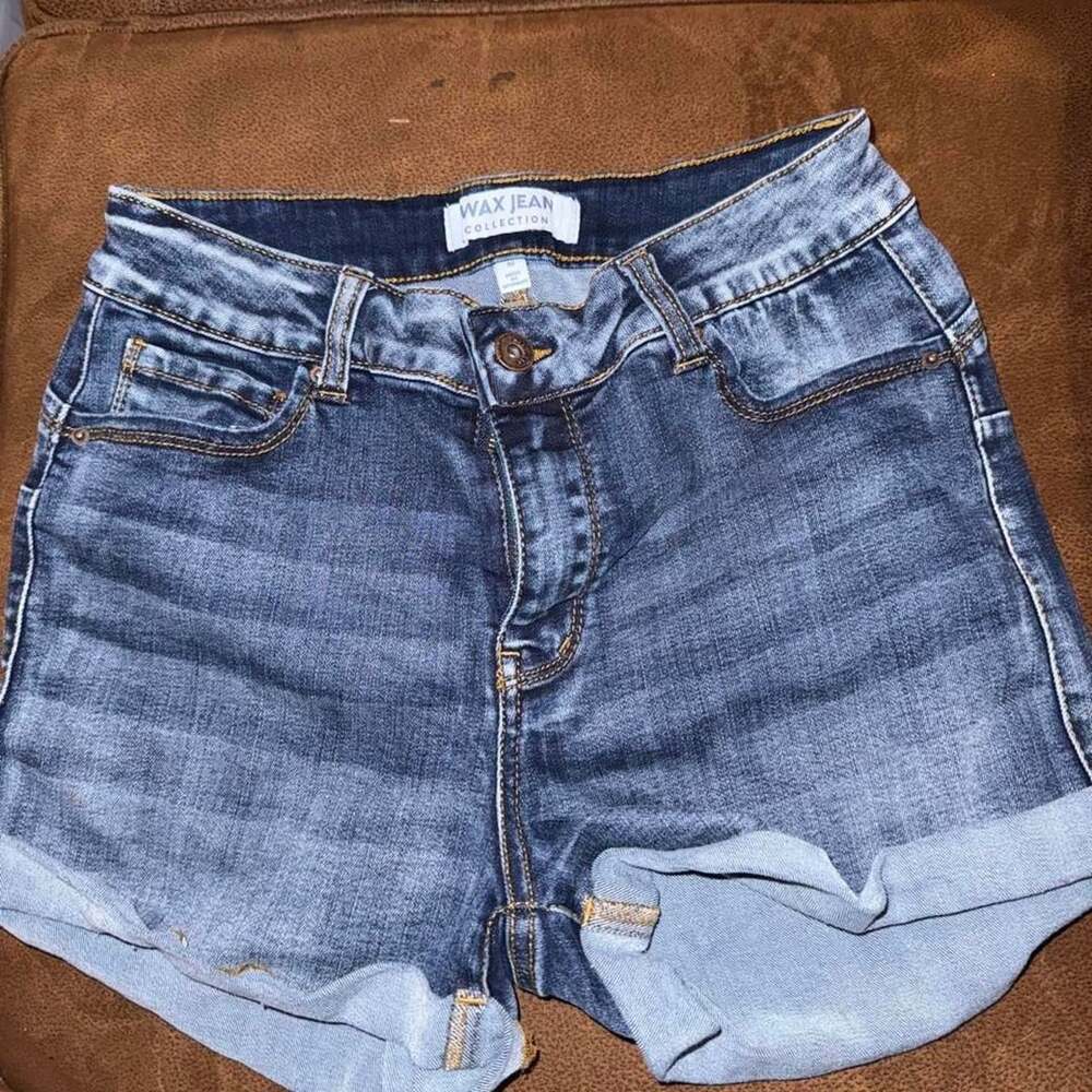 Wax Jean Collection Denim Shorts Size M Acid Wash Cuffed High Waisted